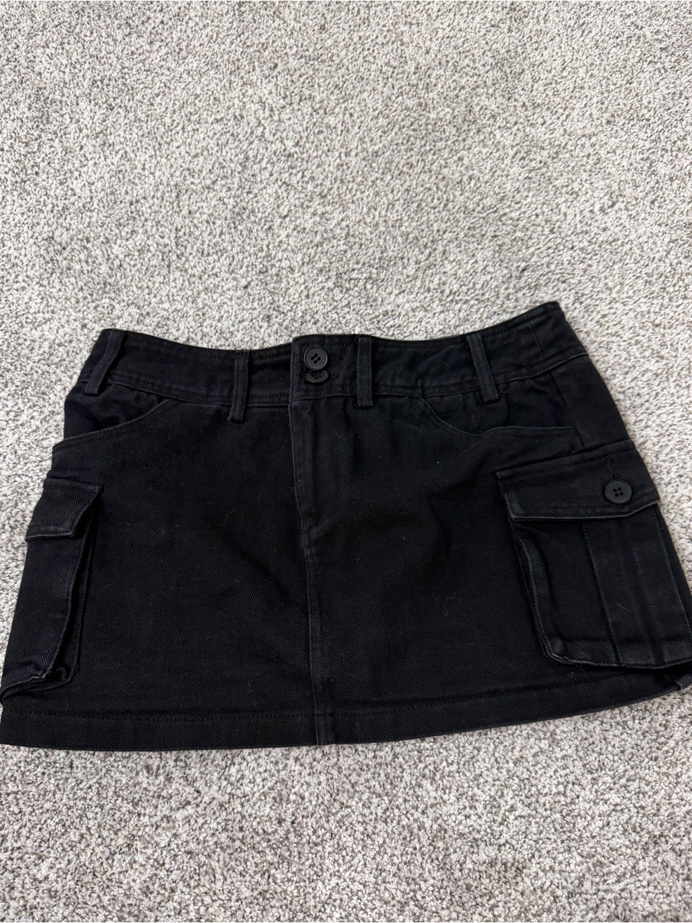 Black Cargo Pocket Mini Skirt - Women